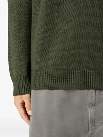Stone Island Knit Crewneck Sweater In Full Rib Rws Wool Clothing In Green