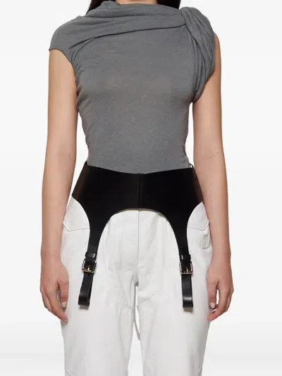 Angelica Montini Studios Leather Harness Belt In Black