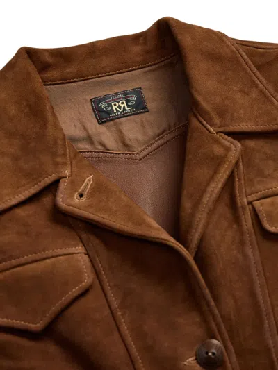 Rrl Rose Button-front Suede Jacket In Brown