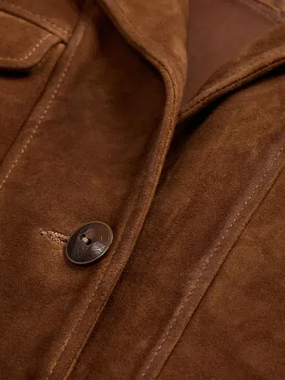Rrl Rose Button-front Suede Jacket In Brown