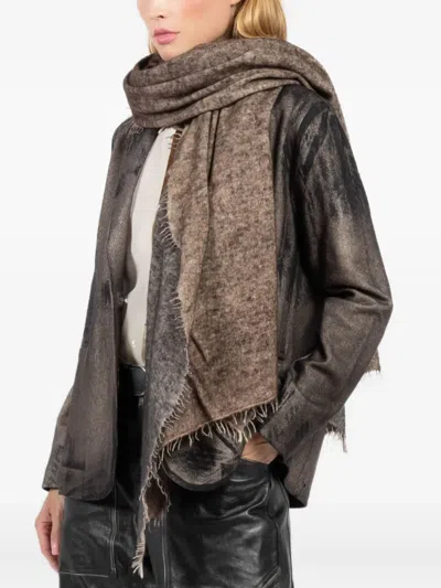 Avant Toi "star Dust" Cashmere Scarf 185x90cm In Brown