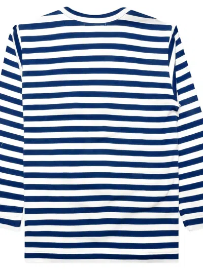 Comme Des Garçons Play Kid - Striped Long Sleeve T-shirt In White
