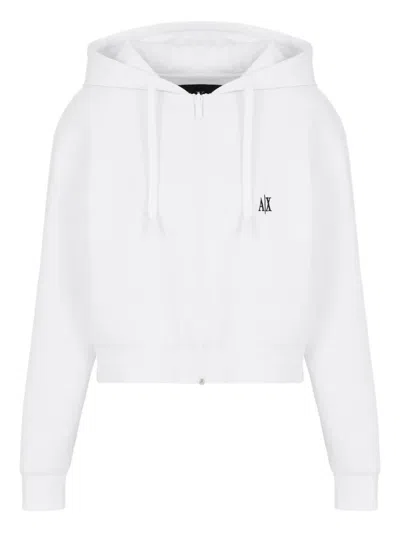 Armani Exchange Stretch Bonded Cotton Sweatshirt In White