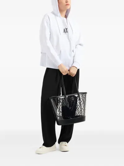 Armani Exchange Stretch Bonded Cotton Sweatshirt In White