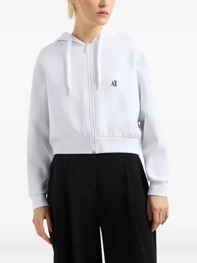 Armani Exchange Stretch Bonded Cotton Sweatshirt In White