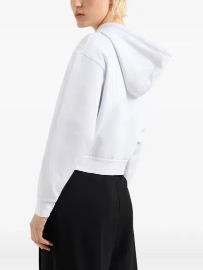 Armani Exchange Stretch Bonded Cotton Sweatshirt In White