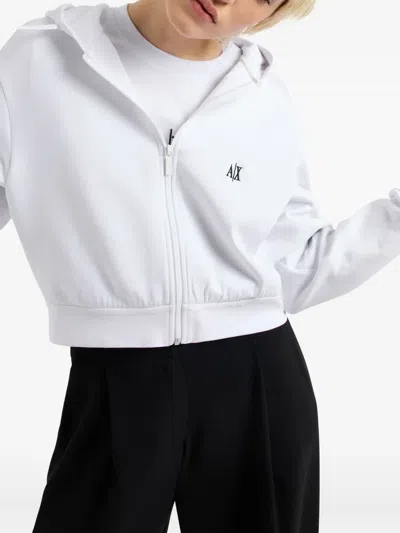 Armani Exchange Stretch Bonded Cotton Sweatshirt In White