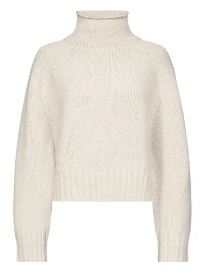 Loulou De Saison Kean Stand Collar Ribbed Sweater In Neutral