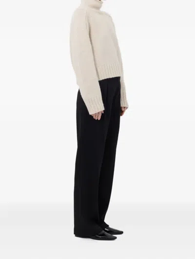 Loulou De Saison Kean Stand Collar Ribbed Sweater In Neutral