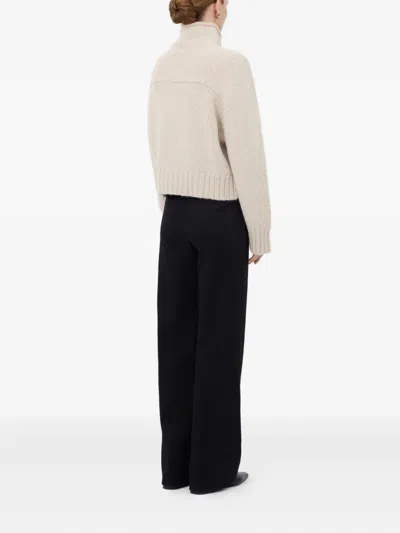 Loulou De Saison Kean Stand Collar Ribbed Sweater In Neutral