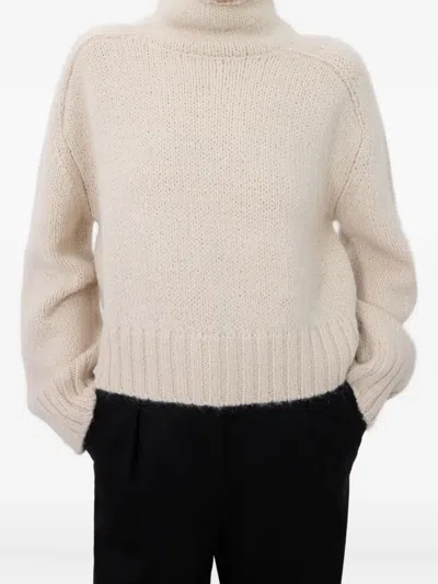 Loulou De Saison Kean Stand Collar Ribbed Sweater In Neutral