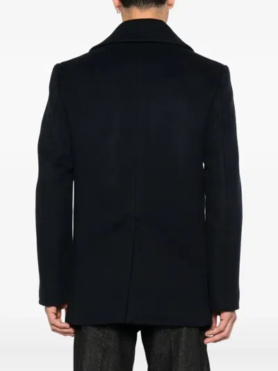 Givenchy Double-breasted Coat Featuring Front Pockets In Blue