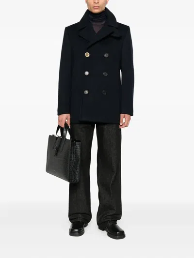 Givenchy Double-breasted Coat Featuring Front Pockets In Blue
