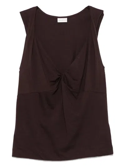 Dries Van Noten Tank Top Cotton Deep V-neckline In Brown