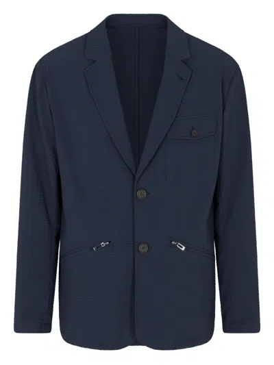 Emporio Armani Single-breasted Blazer Jacket In Blue