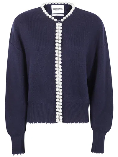 Essentiel Antwerp Pearl-embellished Frayed Cardigan In Multi