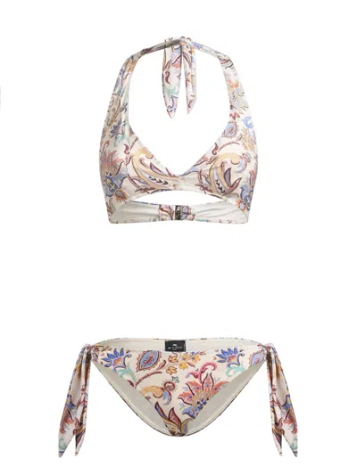 Etro Women Floral Print Bikini Swimsuit In Multi