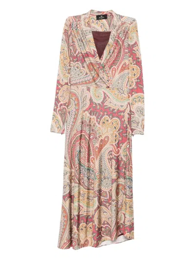 Etro Paisley Print Wrap Dress In Multi