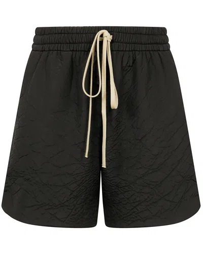 Fear Of God Thigh-length Drawstring Shorts With Textured Fabric In Black