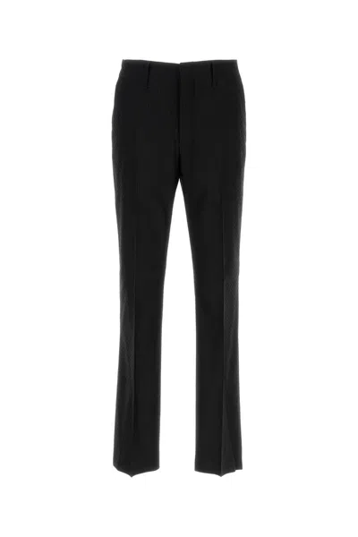 Fendi Black Linen Blend Pant In Black