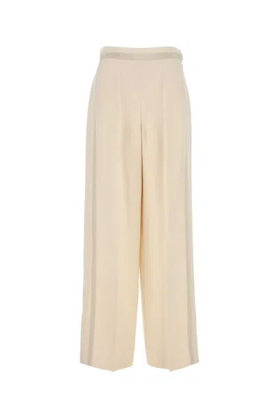 Fendi Ivory Wool Blend Pant In Neutral