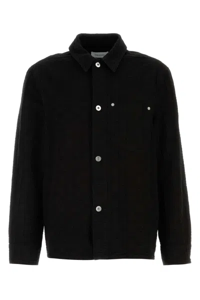 Ferragamo Monogram Jacquard Button-up Overshirt In Black