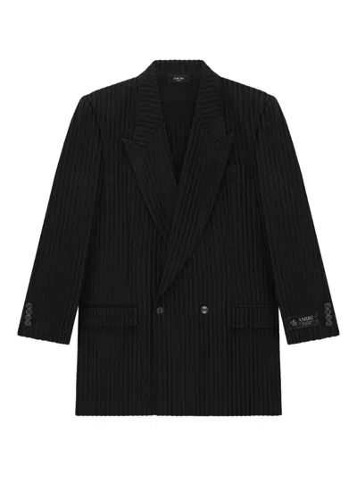 Amiri Striped Double-breasted Blazer In Black