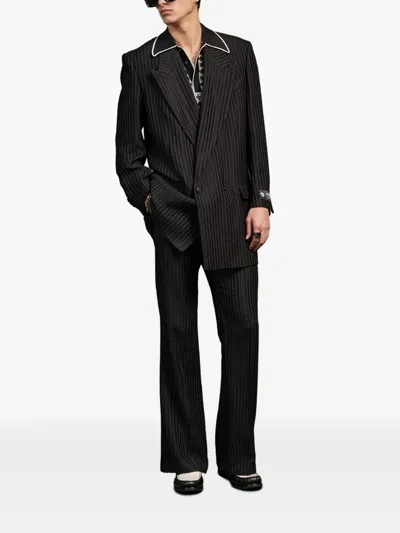 Amiri Striped Double-breasted Blazer In Black