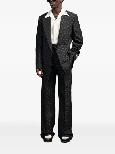 Amiri Logo-pattern Blazer In Black