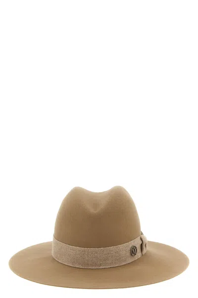 Maison Michel Wide Brim Hat Ribbon Band In Brown
