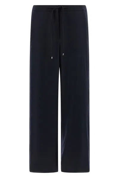 Max Mara Wool Drawstring Trousers In Blue