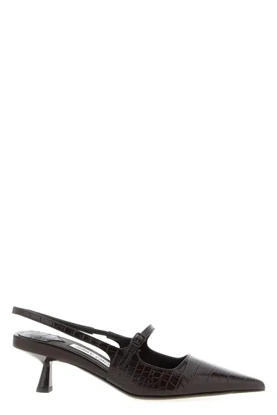 Jimmy Choo Didi 45 Brown Crocodile Effect Neckline In Brown