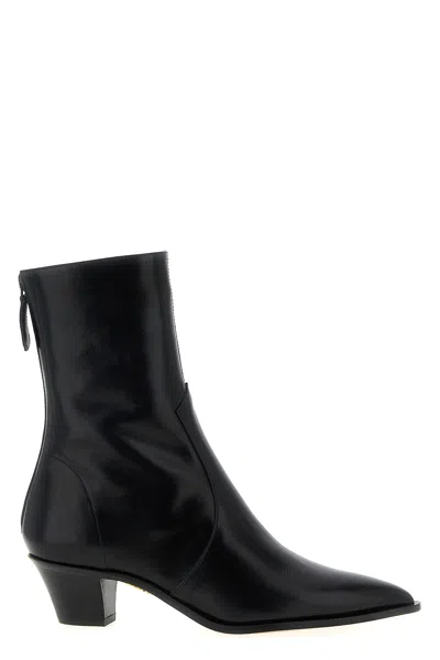 Aquazzura Ankle Boots With Block Heel And Pointed Toe In Black