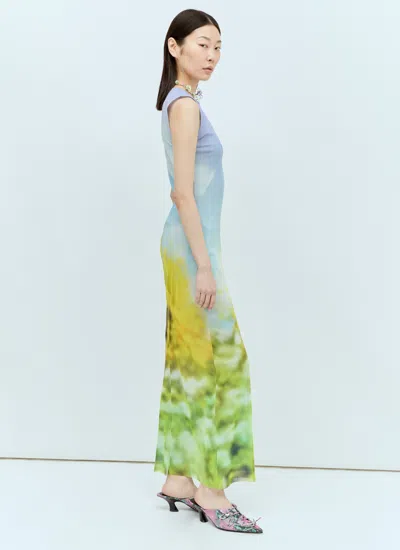Acne Studios Sleeveless Maxi Dress Blurred Print In Purple