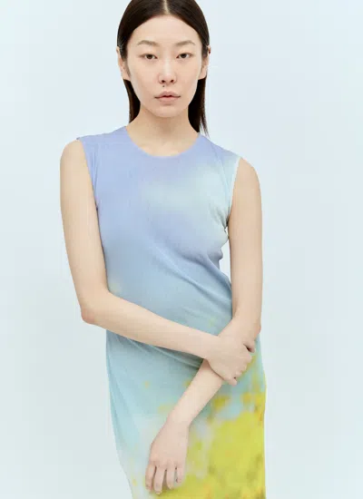 Acne Studios Sleeveless Maxi Dress Blurred Print In Purple