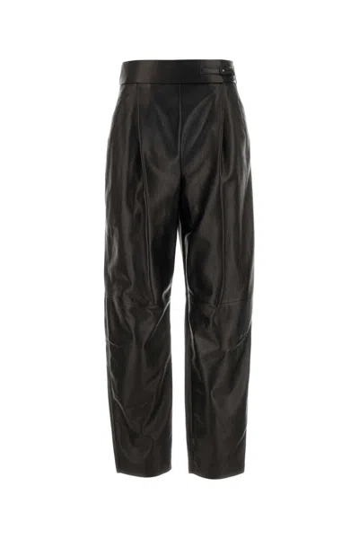 Giorgio Armani Black Leather Pant In Black