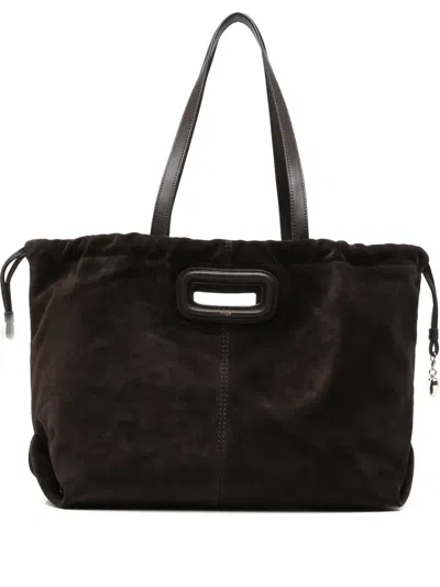 Maje Suede Top-handle Tote Bag In Brown