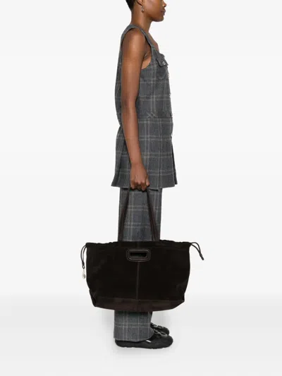 Maje Suede Top-handle Tote Bag In Brown