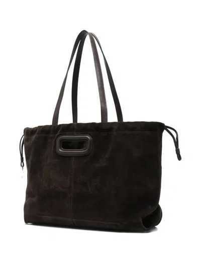 Maje Suede Top-handle Tote Bag In Brown