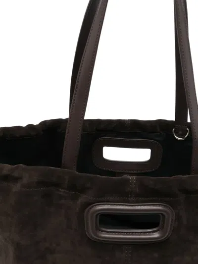 Maje Suede Top-handle Tote Bag In Brown