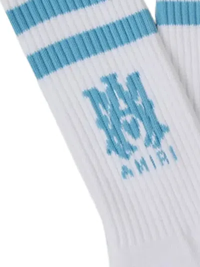 Amiri Ma Logo-intarsia Striped Socks In White
