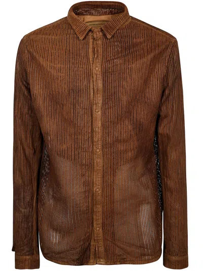 Giorgio Brato Perforated Fit Veg Leather Shirt In Brown