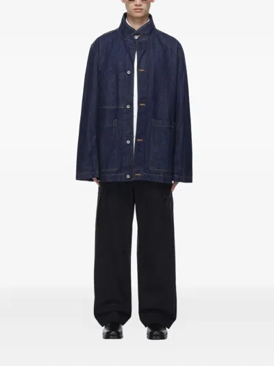 Studio Nicholson Crinkle Denim Jacket In Blue