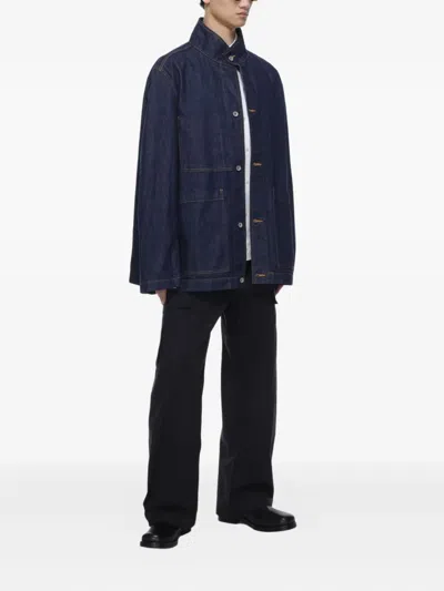 Studio Nicholson Crinkle Denim Jacket In Blue