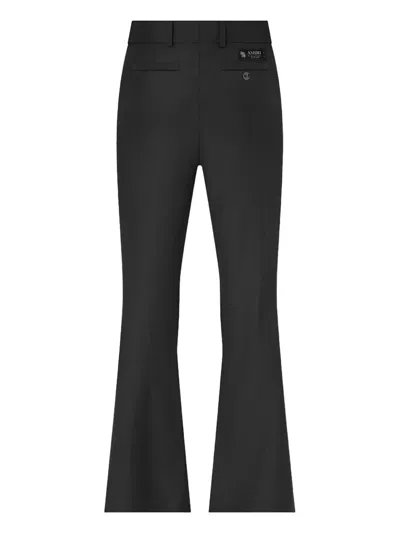 Amiri Crystal-trim Creased Flared Trousers In Black
