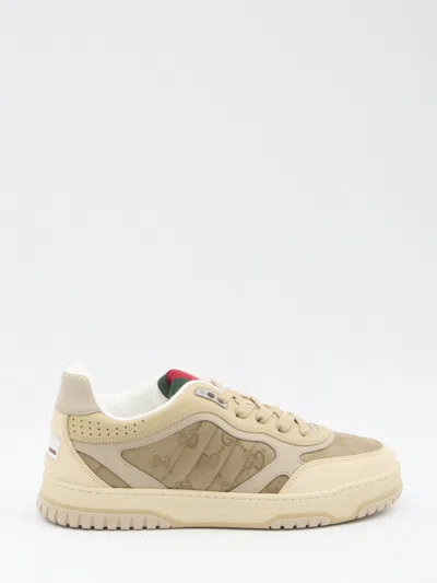 Gucci Gg Cross Web Sneakers In Suede In Neutral