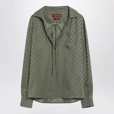 Gucci Green Jacquard Gg Silk Shirt Women In Green