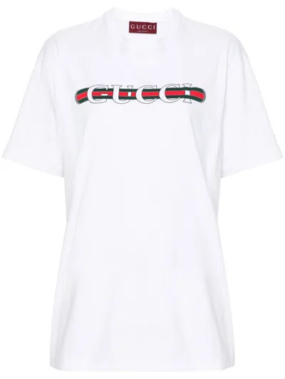 Gucci Printed Cotton Jersey T-shirt In White