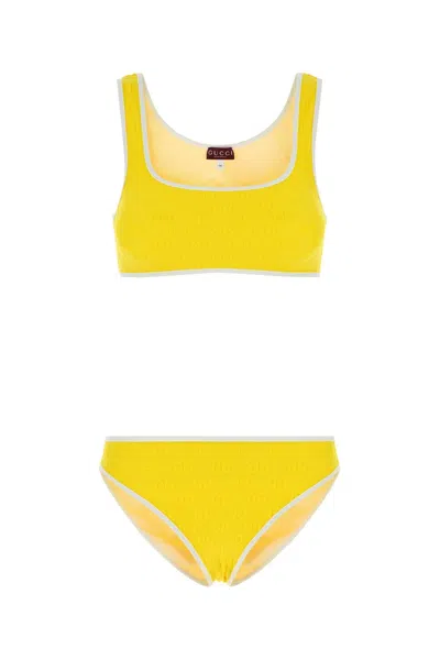 Gucci Bikini Scoop Neckline Stretch Nylon In Yellow