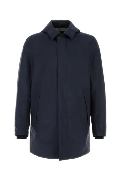 Herno Navy Blue Polyester Jacket In Blue